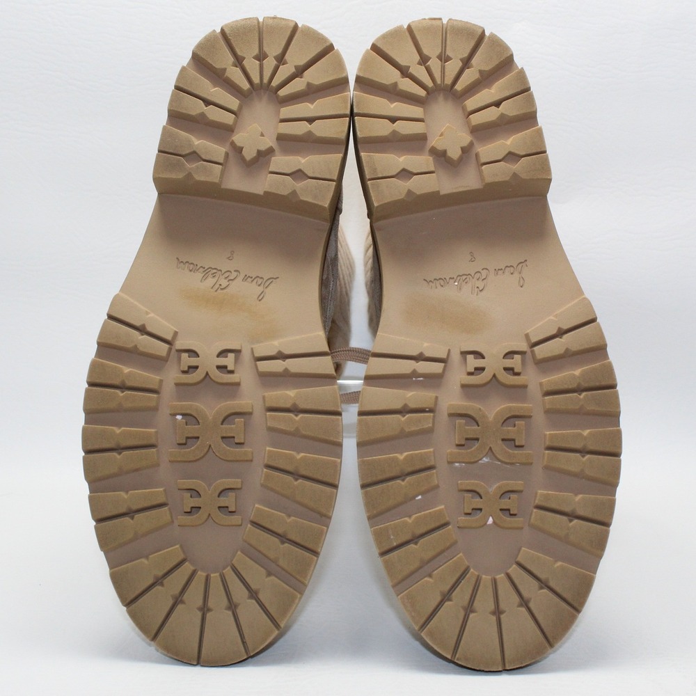 Sam Edelman Lydell Beige Suede Knit Sock Combat Boots Womens 8M Lug Sole Utility - Picture 8 of 10